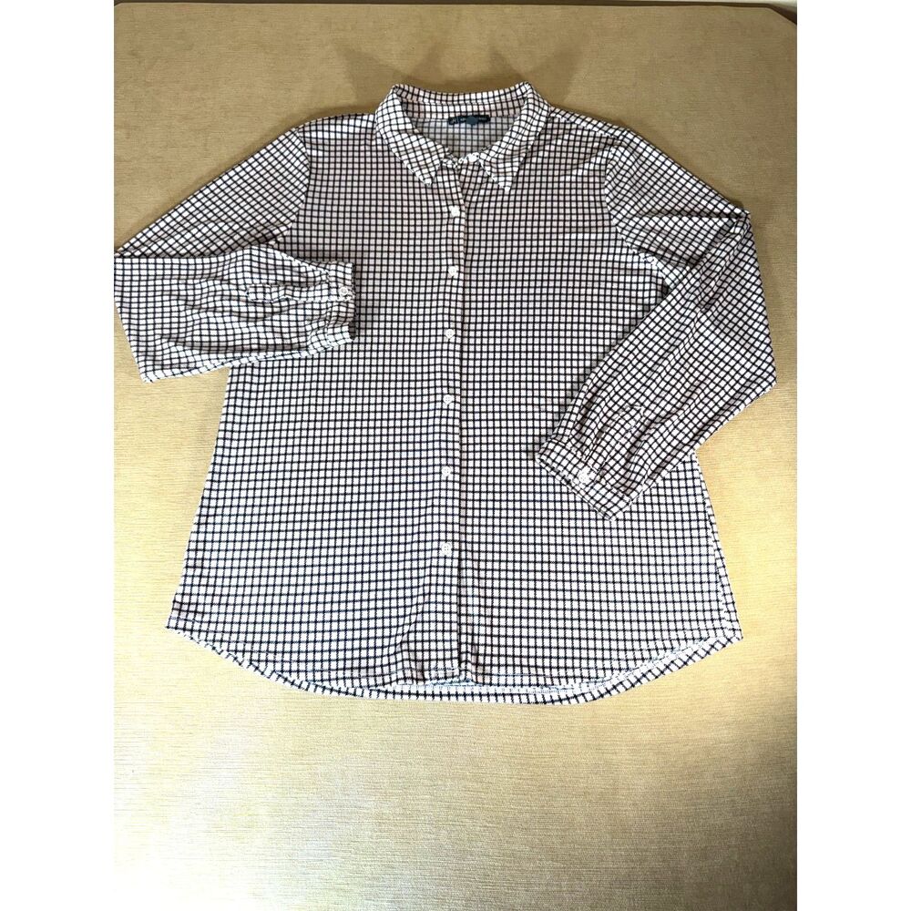 Adrianna Papell Top, Pale Pink with Black Houndstooth style pattern, Size XL